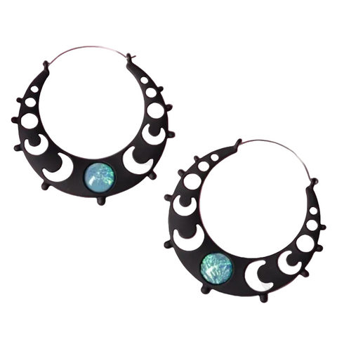 Too Fast - Moon Phase Gem Hoop Earrings