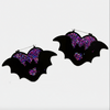 Too Fast - Purple Bat Glitter Heart Earrings