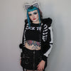 Too Fast - White Bony Zip Up Sweater