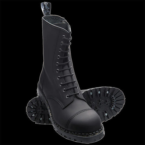 GripFast Black Greasy 10 Eye Steel Toe Zip Boot