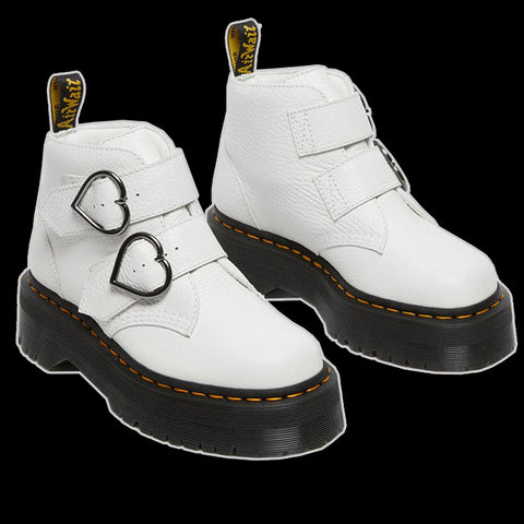 Dr Martens - White Devon Heart Buckle Boot