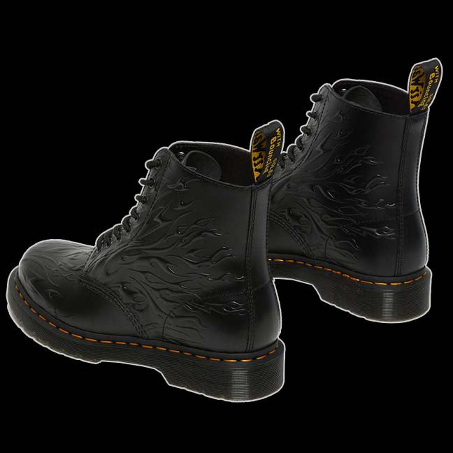 Dr Martens 8 Eyelet Black Flame Boot SKU number 27028001 FashioNation Vixens and Angels