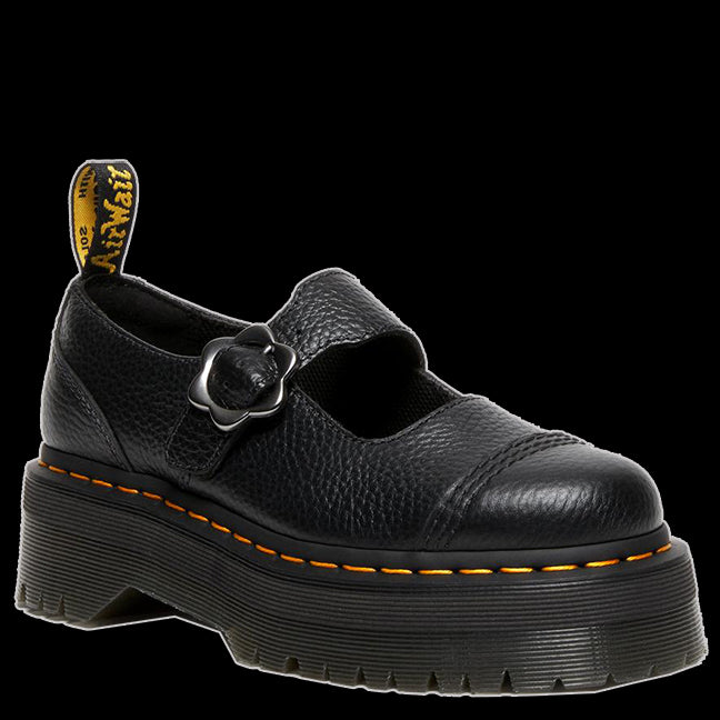 Dr Martens - Addina Flower Buckle Leather Platform Shoes