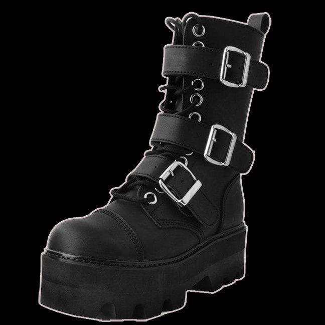 ブーツその他 DEINET TEDDY BEAR BUCKLE BOOTS IN BLACK KDTYS4WB311 DEMONIA 