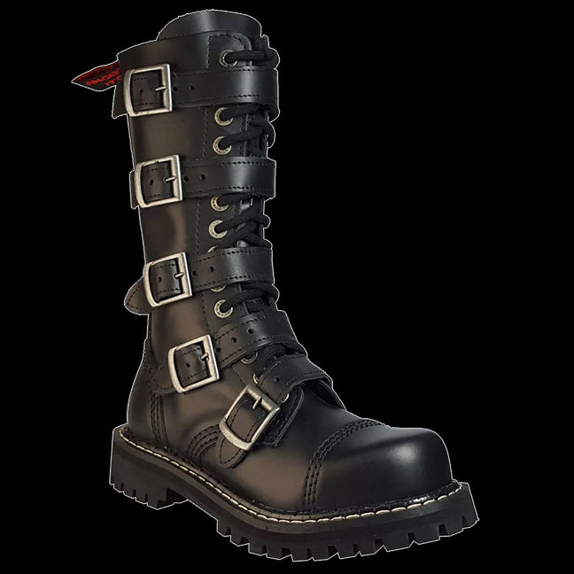 Angry Itch - 14 Hole 5 Buckle Leather Steel Toe Boot