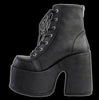Demonia - Black Faux Leather Platform Heel Boot Camel 203