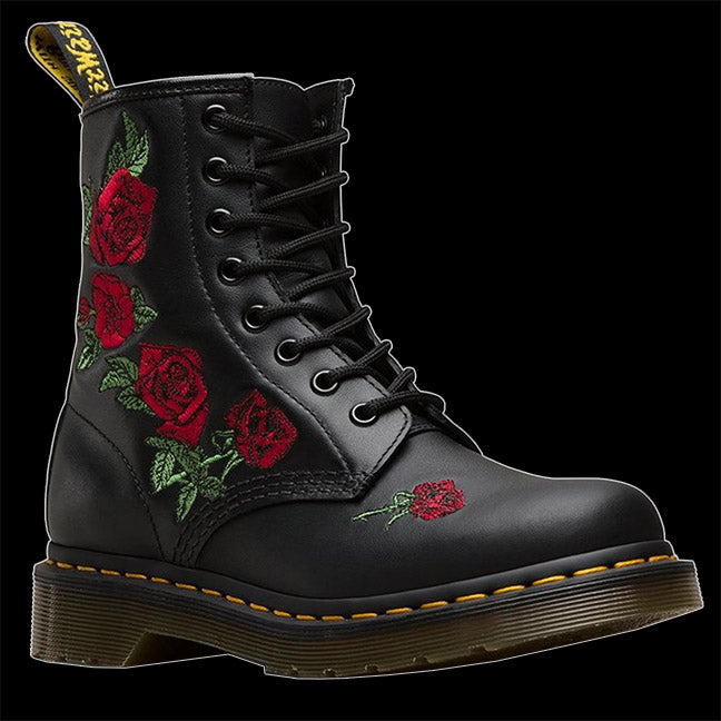 Embroidered Doc Martens Roses Dr Martens 1460 Vonda Red Roses