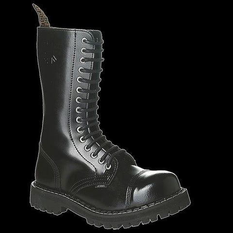 STEEL - 15 Eyelet Black Steel-Toe Boot