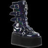 Demonia - DAMNED-225 Spiked Strap Black Hologram Patent Vegan Leather
