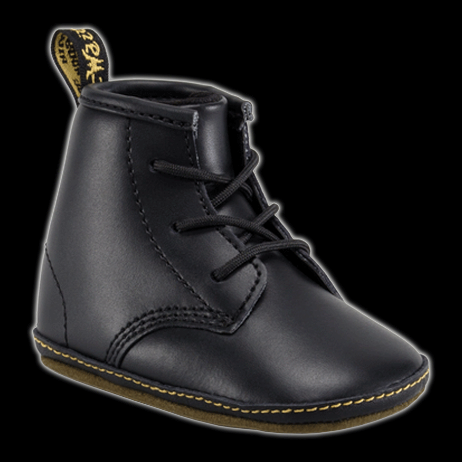 Dr Martens Kids Baby Black Leather Auburn Crib Shoe Vixens and Angels