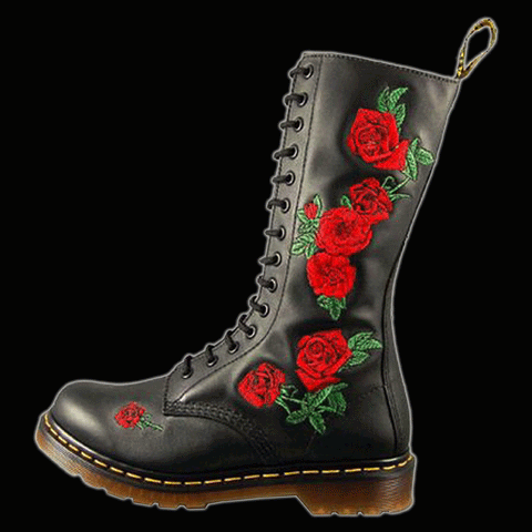 Dr Martens - 14 Eyelet Black Vonda Embroidered Zipper Boot