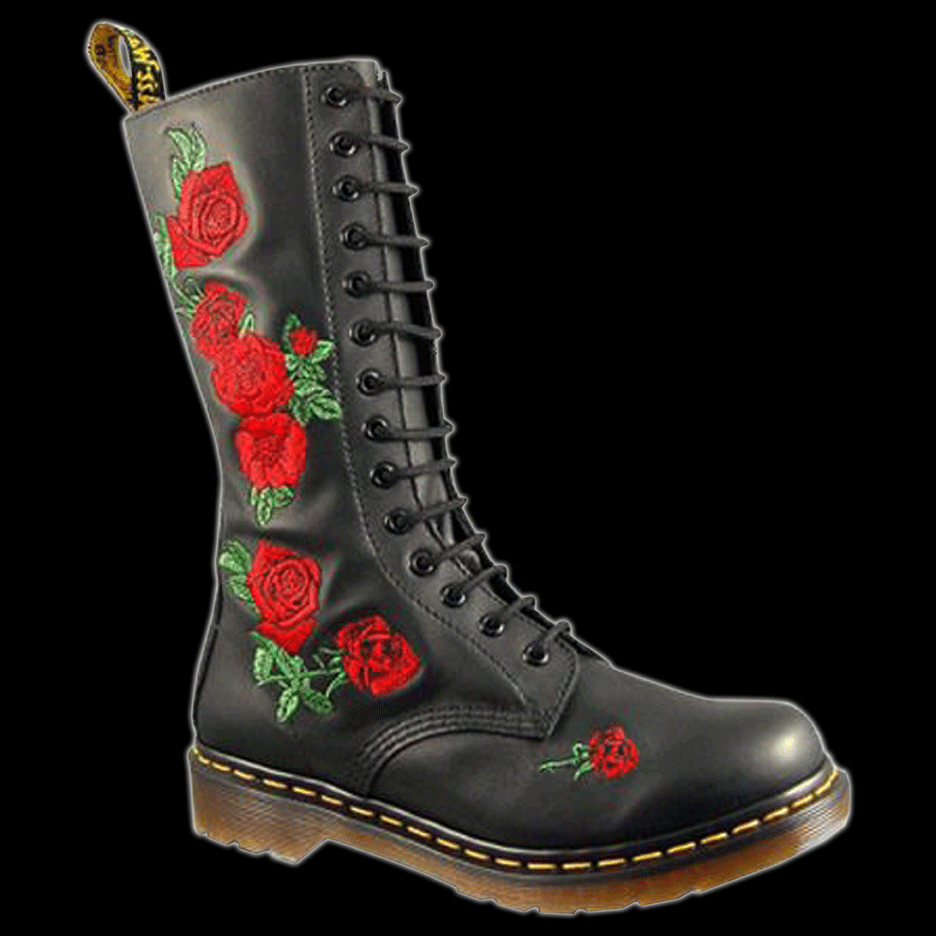 verachten Europa Vernederen Dr Martens 14 Eyelet Black Vonda Embroidered Zipper Boot | Vixens and Angels