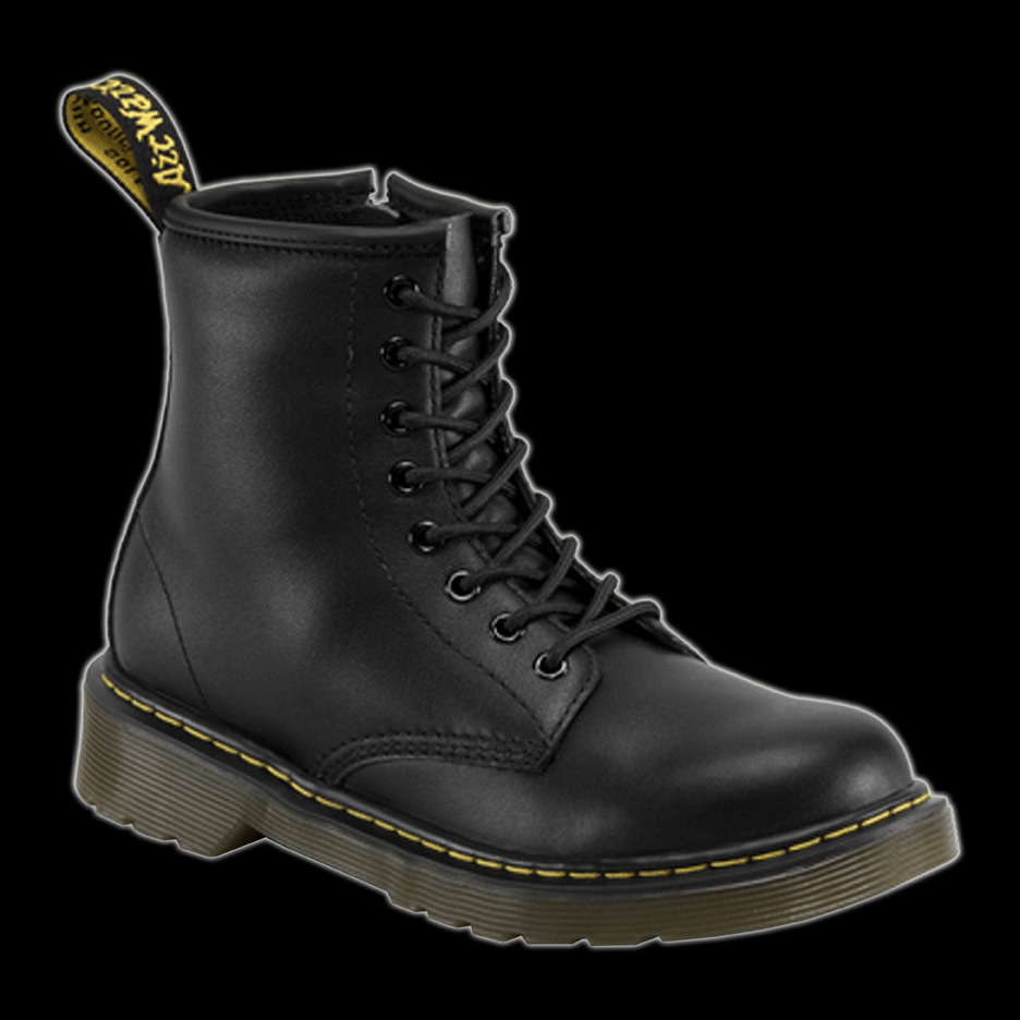 Dr Martens - Junior 8 Eyelet Black Leather Softy T Boot