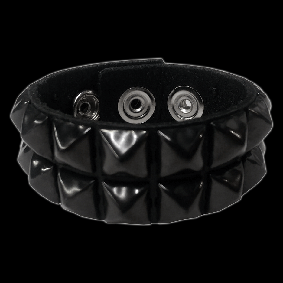 Funk Plus - 2 Row 1/2" Black Pyramid Stud Bracelet