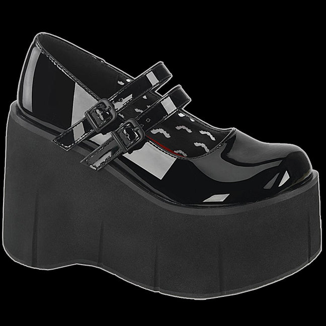 Demonia - KERA Black Patent MJ Platform Wedge Shoe
