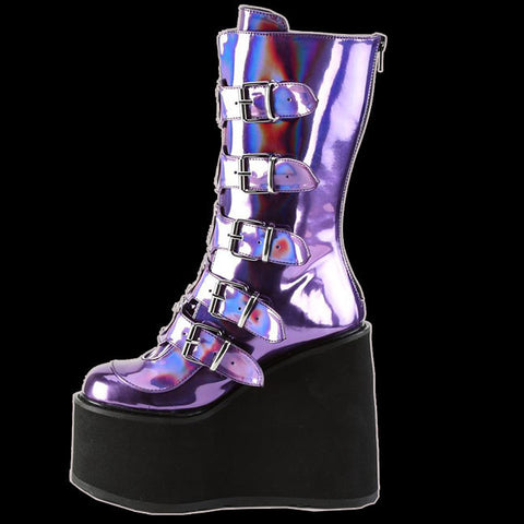 Demonia - SWING-230 Purple Hologram Vegan Leather