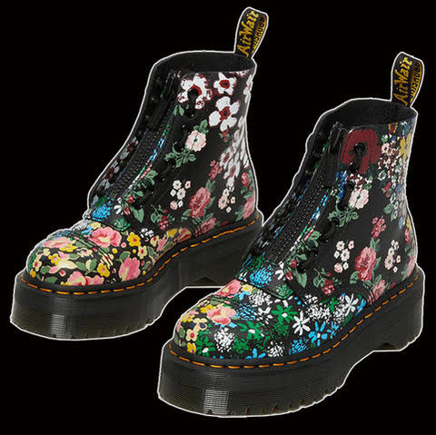 DR. MARTENS Sinclair Floral Mashup Womens Platform Boots